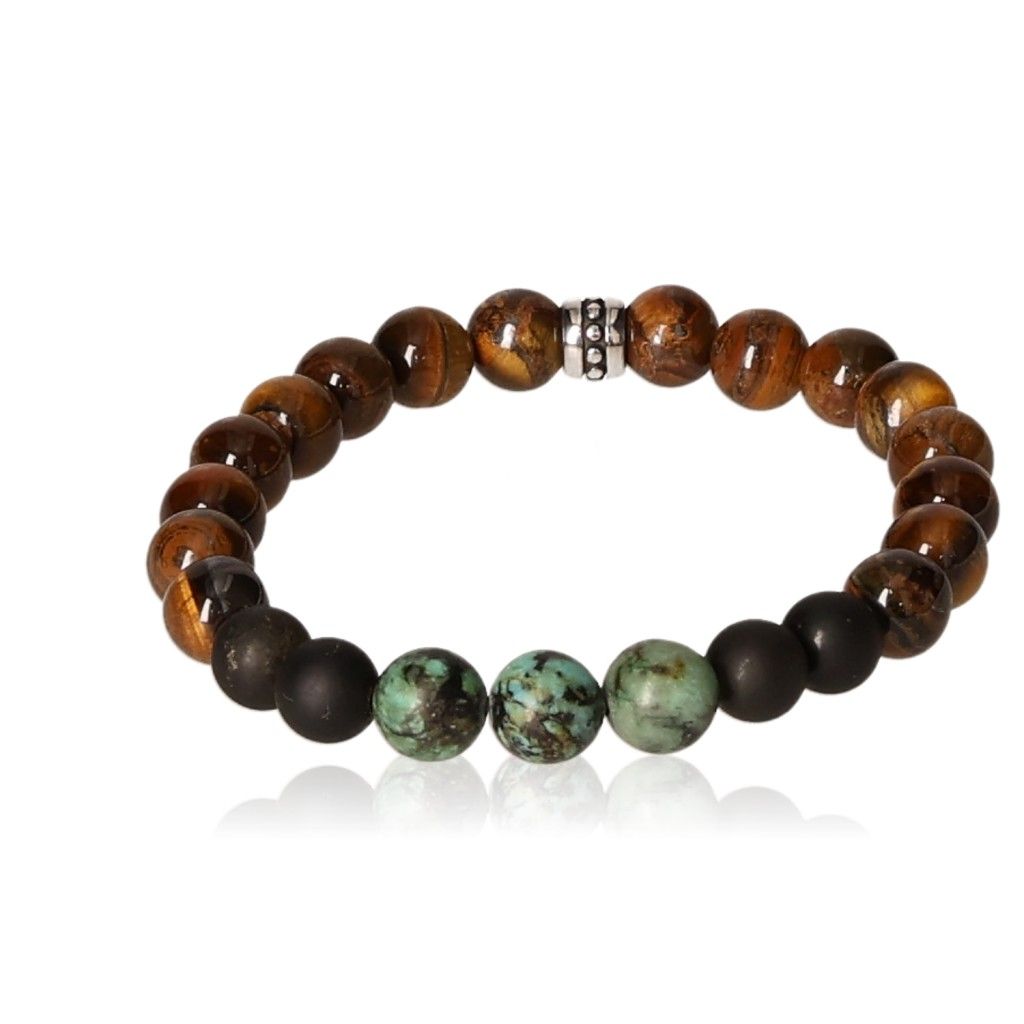 Tiger eye and obsidian matte bracelet 20cm for strength and clarity