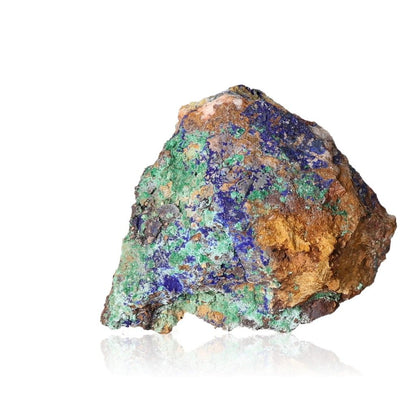 Raw azurite with malachite stone featuring deep blue and green hues, ideal for collectors and spiritual growth enthusiasts.