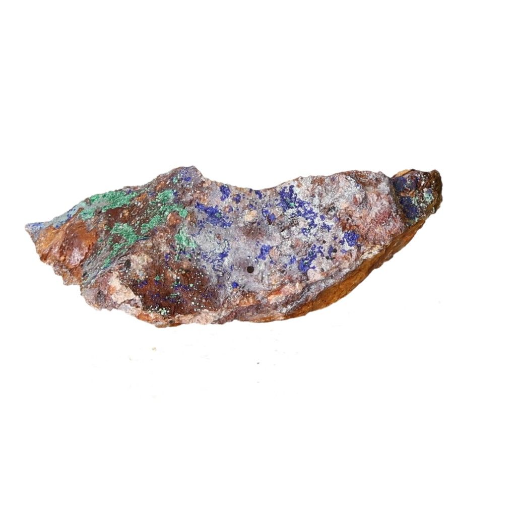 Azurite with Malachite mineral showcasing deep blue and green patterns for mental clarity and self-awareness.