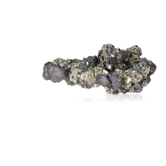 Galena with Pyrite crystal cluster for healing, stress relief, and boosting self-confidence. Ideal for enhancing intuition and spiritual connection.