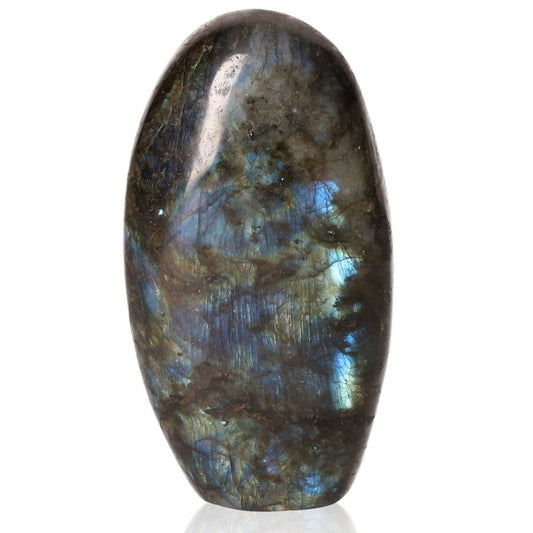 Polished Cut Base Labradorite by Sylvia Crystals with vibrant color flashes