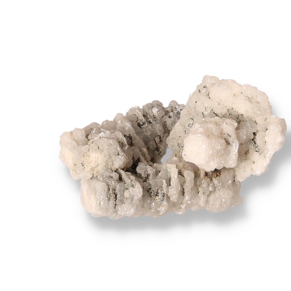 Raw calcite mineral specimen with a crystalline structure, showcasing its natural beauty and textured surface.