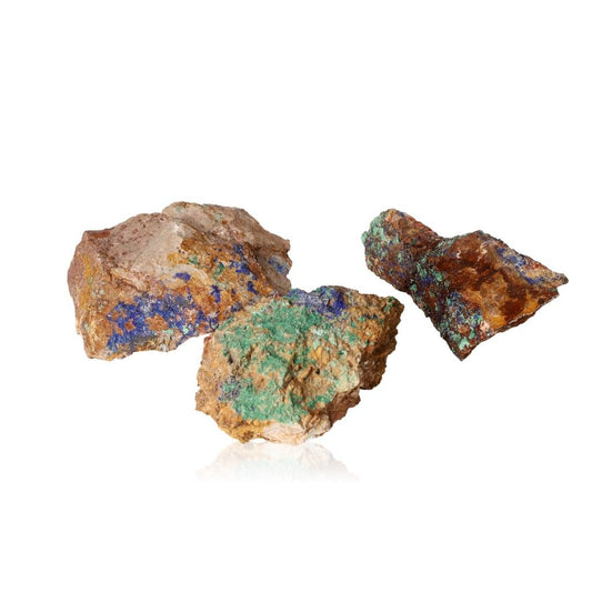 Azurite with Malachite stones showcasing deep blue and green hues, ideal for mental clarity and spiritual growth.