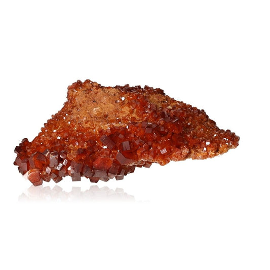 Vanadinite Druze with reddish-brown hexagonal crystals, boosting focus and motivation.