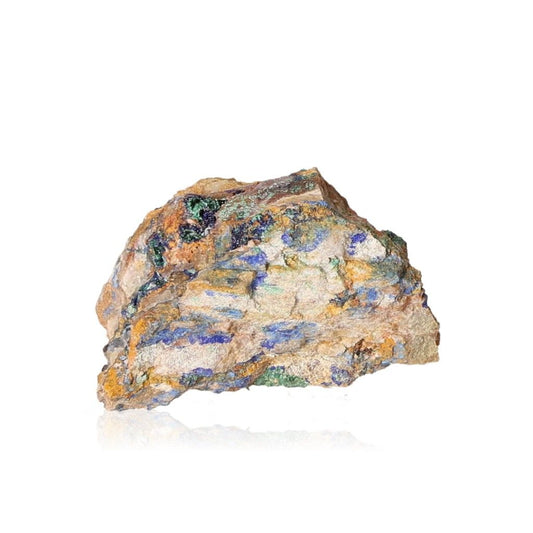 Azurite and malachite mineral specimen showcasing deep blue and green patterns, ideal for collectors and spiritual growth seekers.