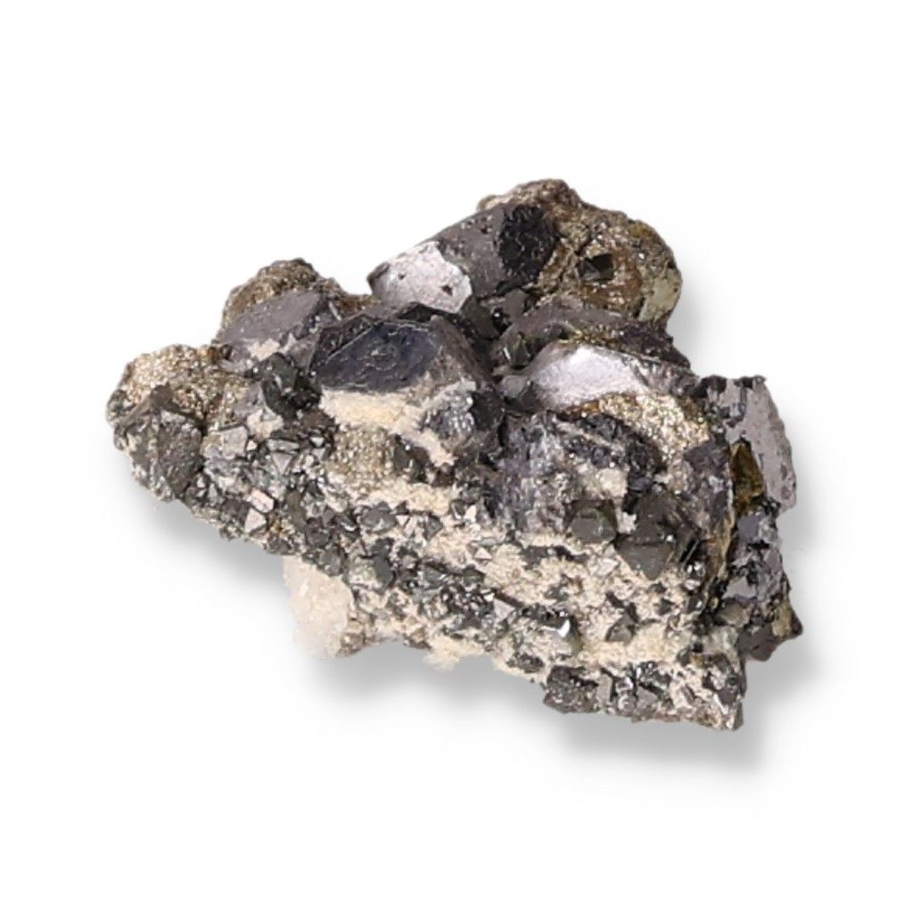 Galena mineral with metallic luster, known for protective and grounding properties in spiritual practices.