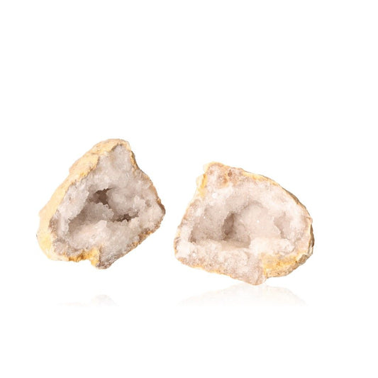 Milky quartz geode with sparkling white crystals, perfect for energy balance and positive vibrations.