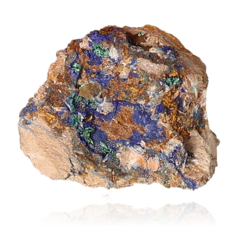 Azurite rock specimen with deep blue and green hues, ideal for collectors and enhancing mental clarity and personal growth.