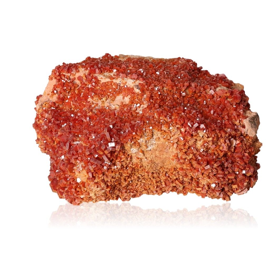 Vanadinite druzy crystal cluster for focus, motivation, and personal transformation.