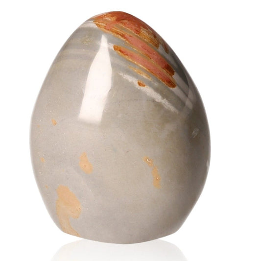 Polychrome Jasper Free Form with vibrant red and orange bands on a smooth stone surface.