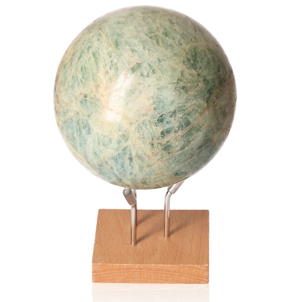 Aquamarine Serpentine Sphere on Stand Enhances Communication and Reduces Anxiety