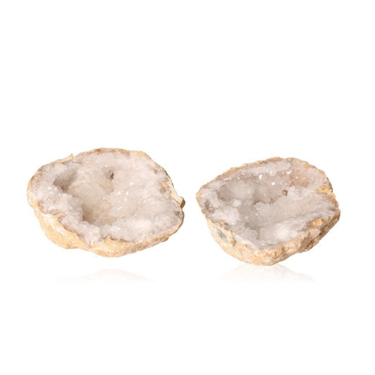 Milky quartz geode with sparkling white crystals, perfect for energy balance and promoting clarity.