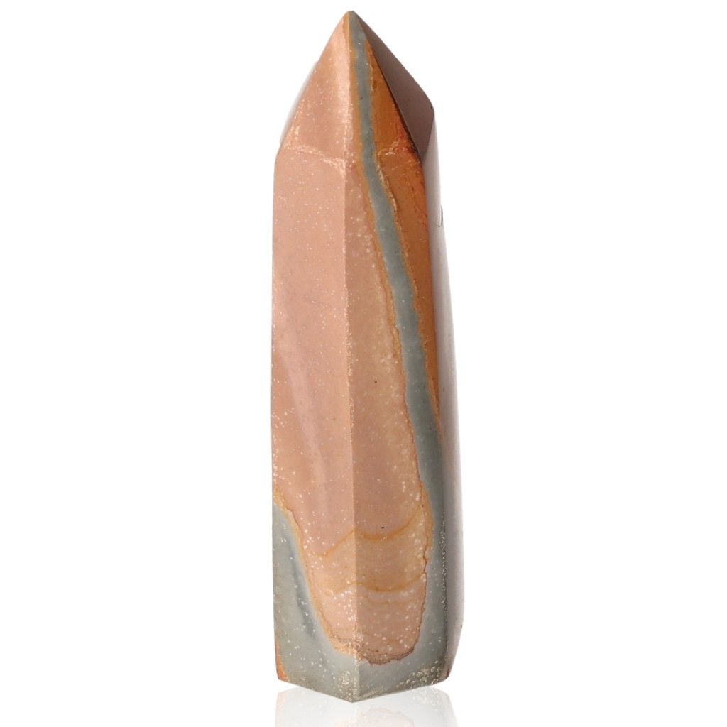 Polychrome Jasper Tower with vibrant colors of red, orange, and brown for grounding and energizing properties.