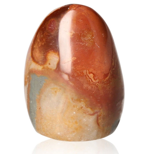 Polychrome Jasper Free Form with vibrant colors including red, orange, and brown, known for its grounding and energizing properties.