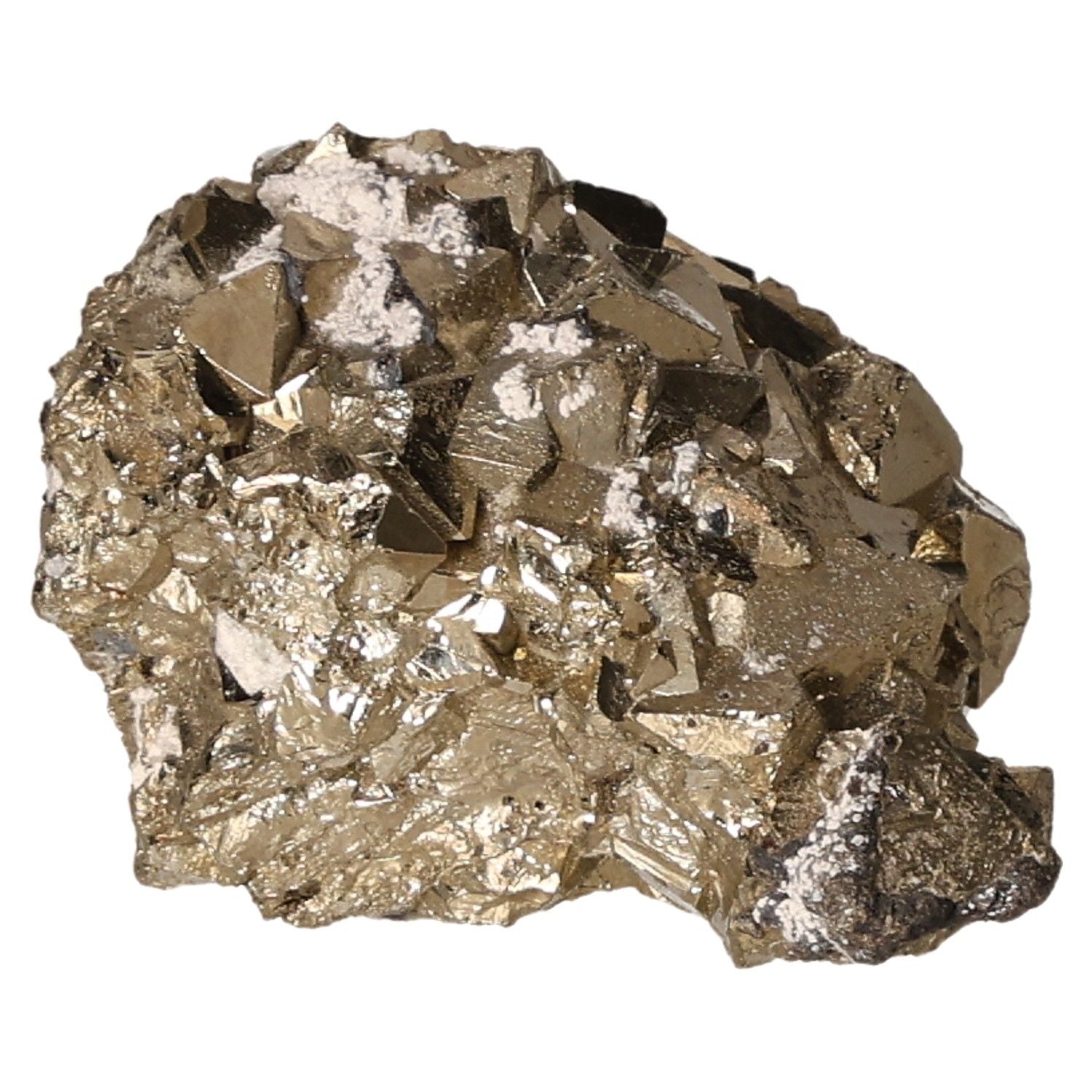 Pyrite druze stone for independence and courage, promotes goal achievement and new ideas, golden metallic crystal cluster.