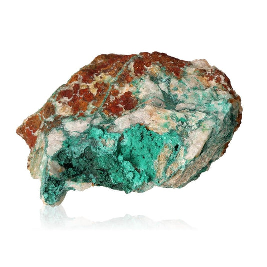 Raw malachite druzy stone with vibrant green and brown hues, symbolizing nature's soothing energy and inner harmony.