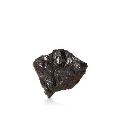 Polished botryoidal hematite crystal with shimmering metallic surface for grounding and energy protection.