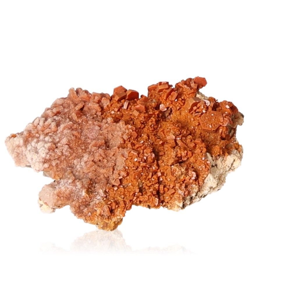 Vanadinite druzy crystal for energy, focus, and motivation, enhancing personal transformation and goal achievement.