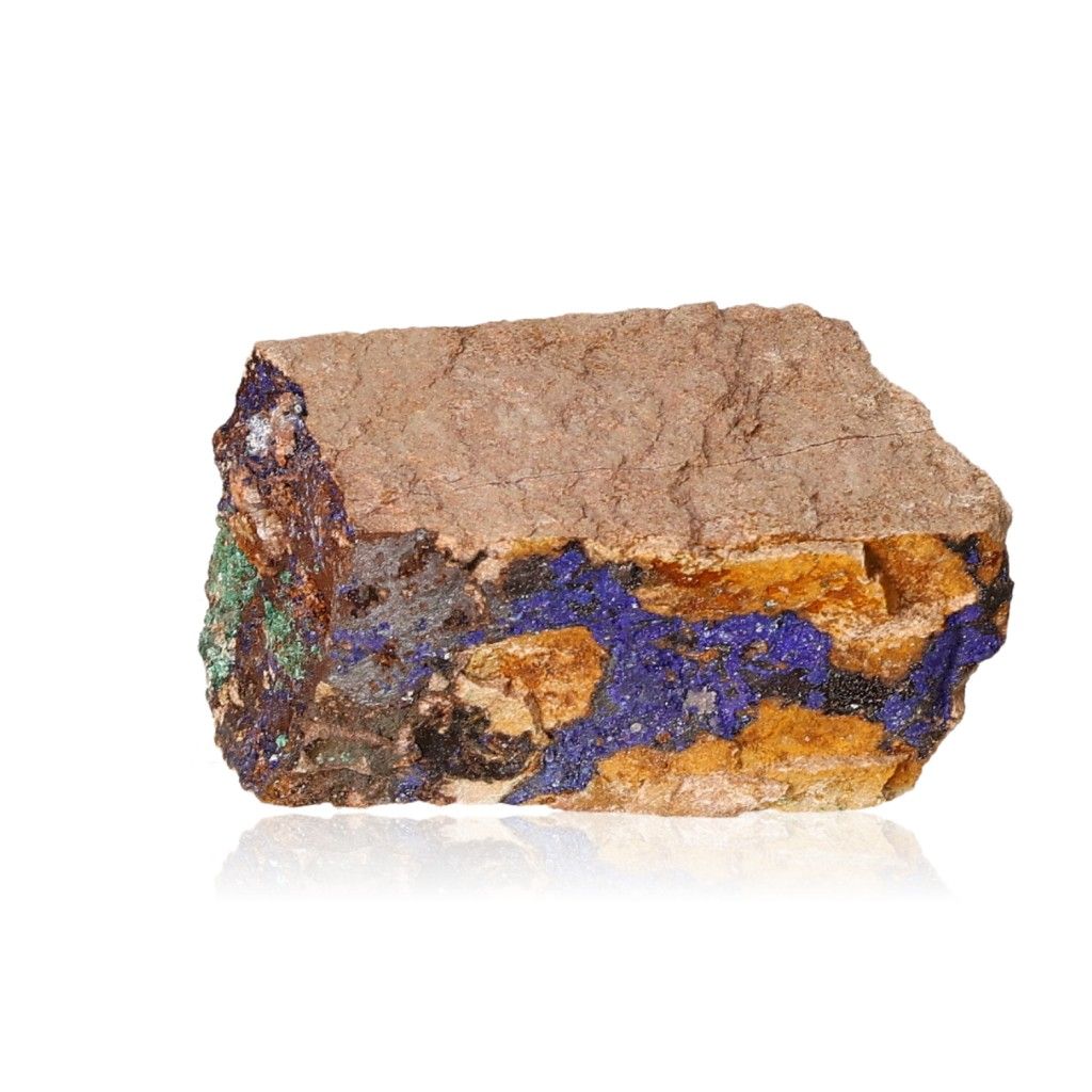 Azurite with Malachite Druse showcasing deep blue and green patterns, ideal for collectors and spiritual growth seekers.