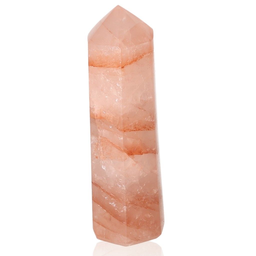 Red Calcite Tower with unique quartz properties for chakra and zodiac energy balancing.