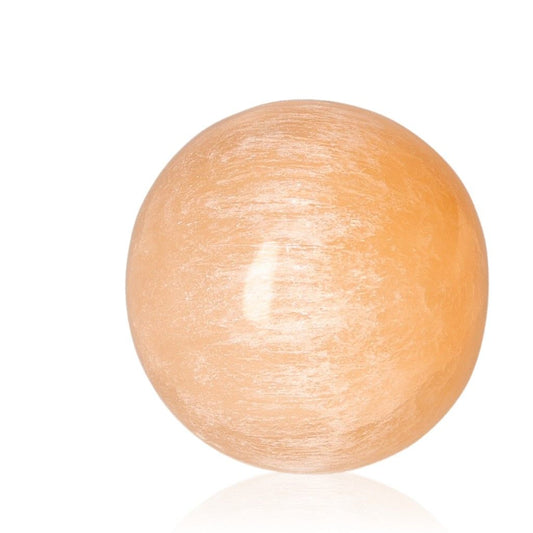 Orange selenite sphere 8cm by Sylvia Crystals for mindful living and spiritual growth.