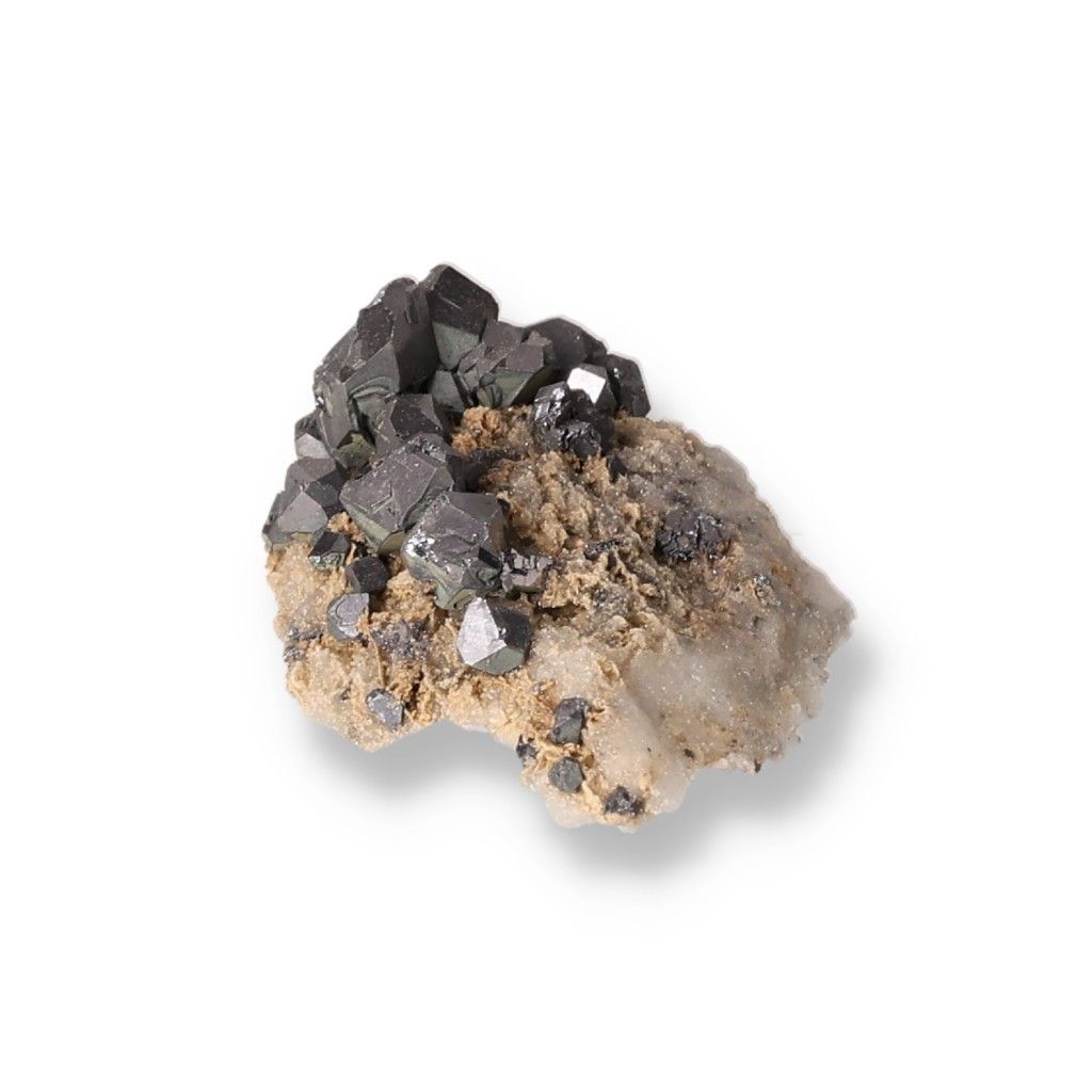 Galena with Quartz cluster showcasing metallic luster and sparkling druzy crystals, ideal for grounding and amplifying energy.