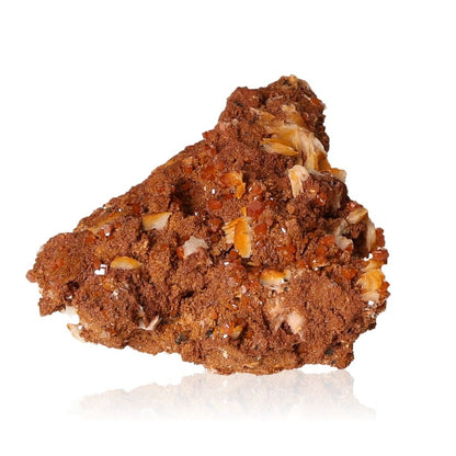 Vanadinite Druze with vibrant hexagonal crystals, showcasing reddish-brown and orange hues, enhances focus and motivation.