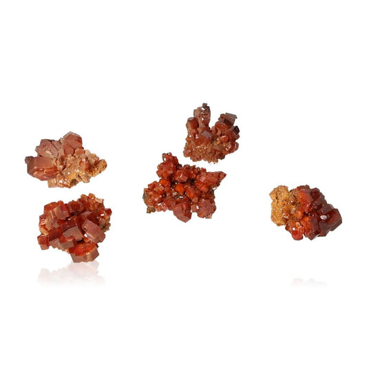 Vanadinite small druzes with vibrant hexagonal crystals and reddish-brown hues, enhancing focus and personal transformation.