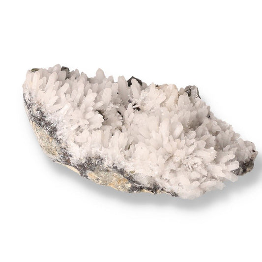 Milky Quartz mineral specimen with unique crystalline structure, supports chakras and zodiac signs, enhancing energetic and spiritual needs.