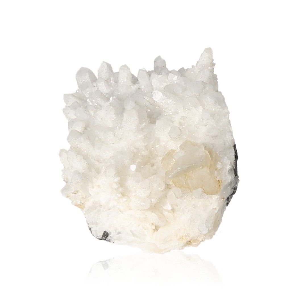 Clear quartz cluster gemstone with unique properties for chakra and zodiac energy alignment.