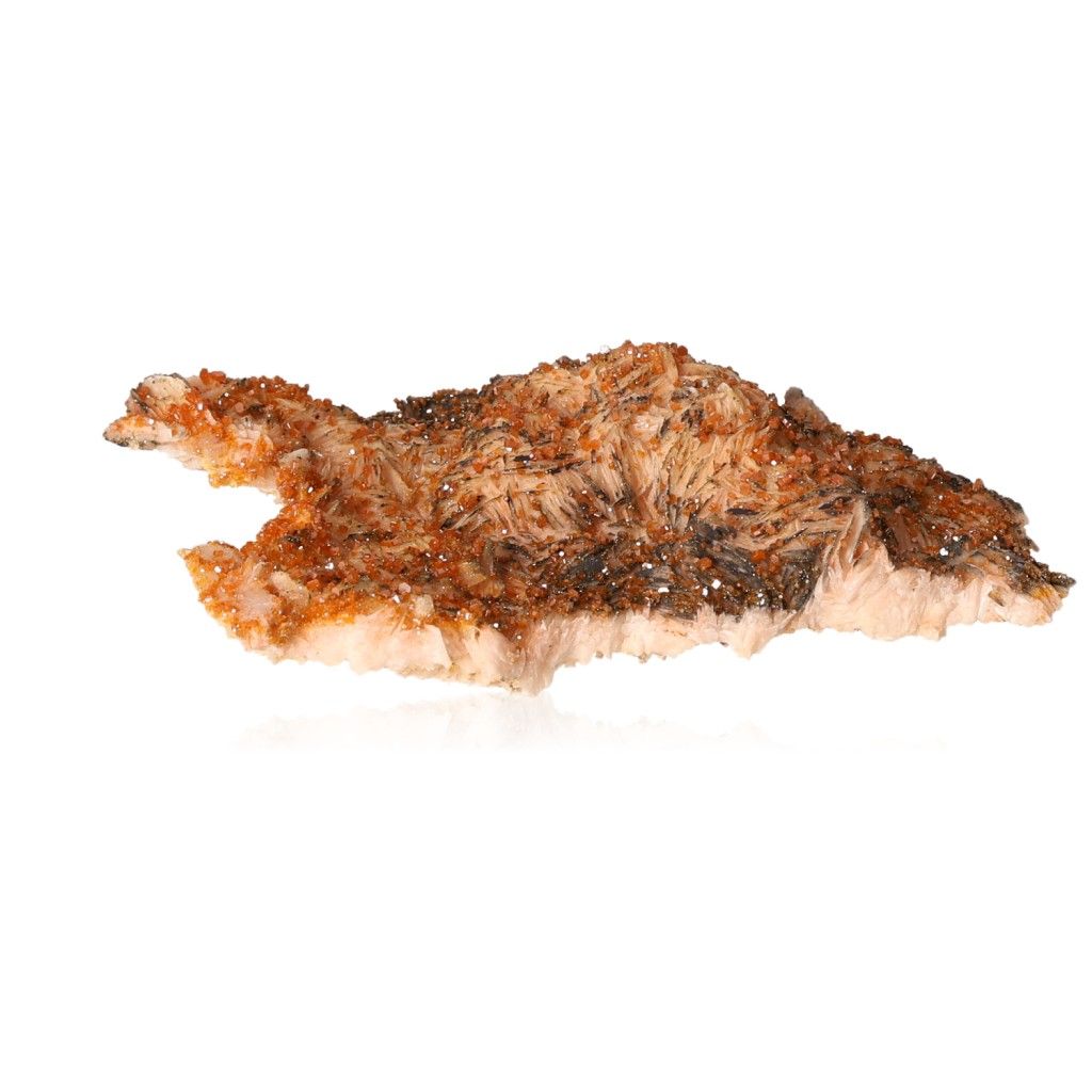 Vanadinite Baryte Druze with reddish-orange crystals and creamy hues for focus, motivation, grounding, and balanced growth.