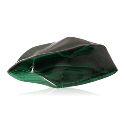 Polished malachite stone with rich green hues, offering soothing energy and promoting courage and inner harmony.