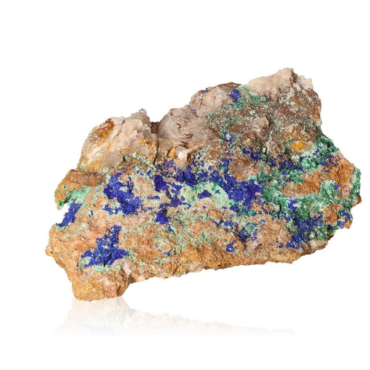 Azurite with Malachite mineral specimen displaying deep blue and green hues, known for enhancing intuition and spiritual insight.