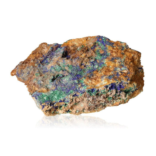 Azurite with Malachite druzy mineral showcasing deep blue and green hues for intuitive and spiritual enhancement.