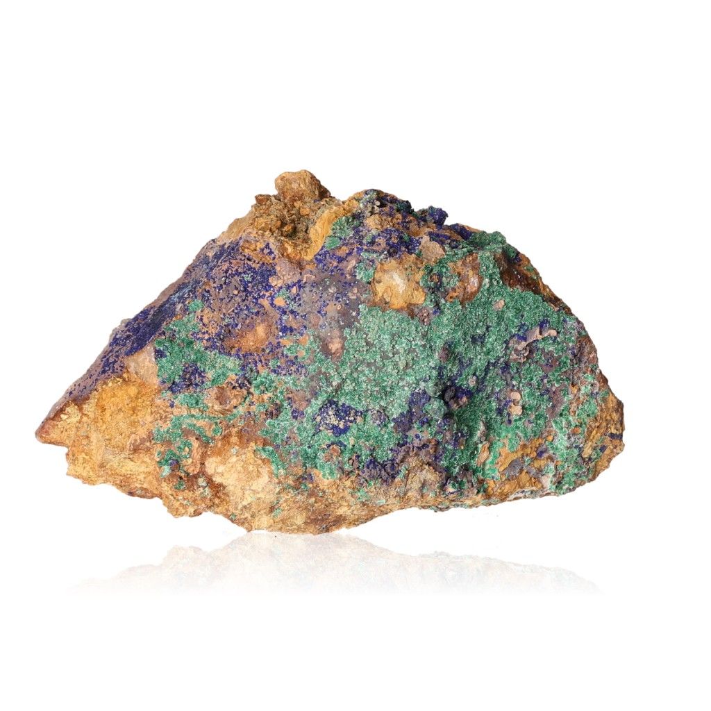 Azurite with malachite mineral specimen showcasing deep blue and green hues, ideal for collectors and spiritual growth seekers.