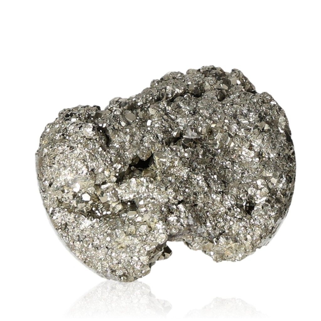 Shimmering pyrite stone promoting independence, courage, and goal achievement by inspiring new ideas and action.