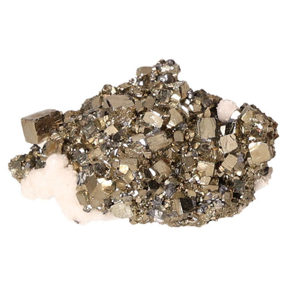 Shimmering pyrite druzy stone with metallic luster, known for inspiring ideas and supporting mental and material independence.