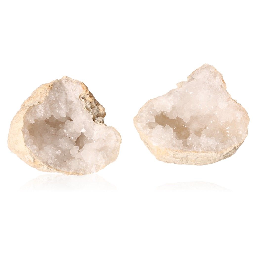 Milky quartz geode with sparkling white crystals, ideal for purifying energy and enhancing focus and tranquility.