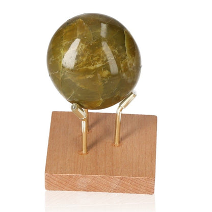 Green Opal Freeform Sphere on Wooden Stand for Renewal and Healing