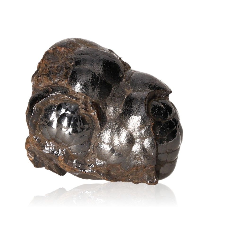 Polished botryoidal hematite crystal cluster with metallic sheen for energy grounding and emotional balance.