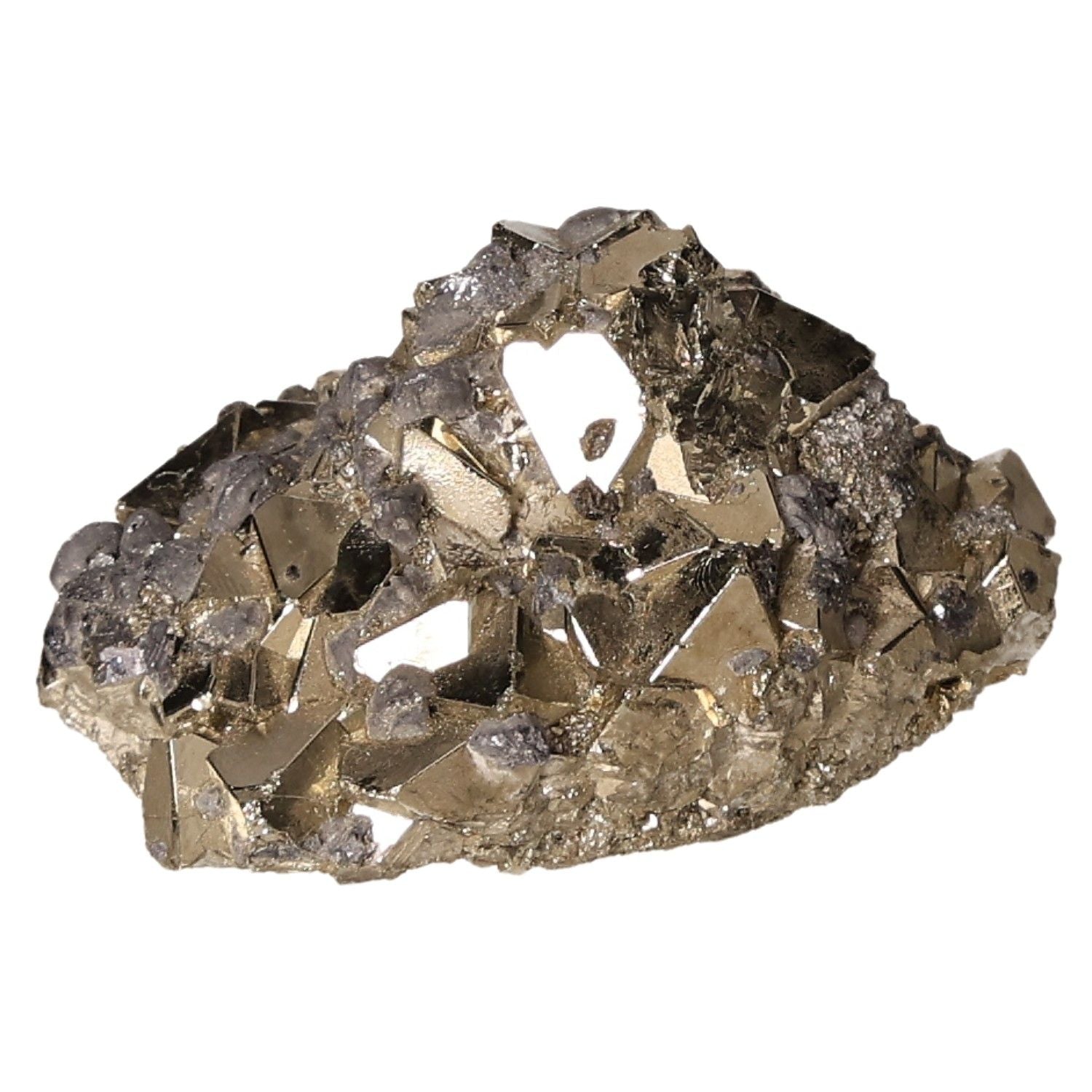 Pyrite druze crystal cluster promoting independence and creativity for mental and material growth.