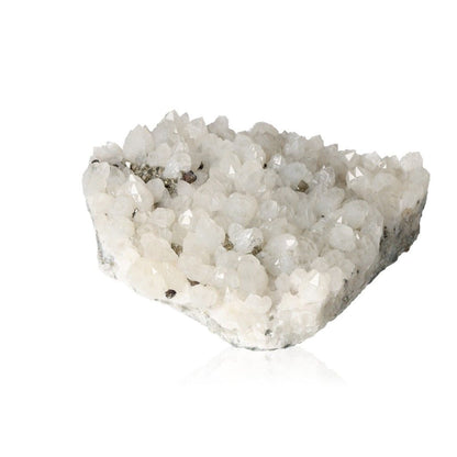 Rare clear quartz with pyrite and chalcopyrite crystals for purification and energy harmonization.