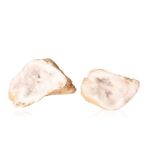 Milky quartz geode with rugged shell and sparkling white crystals, enhances tranquility and balance energy, 1200-2000g.