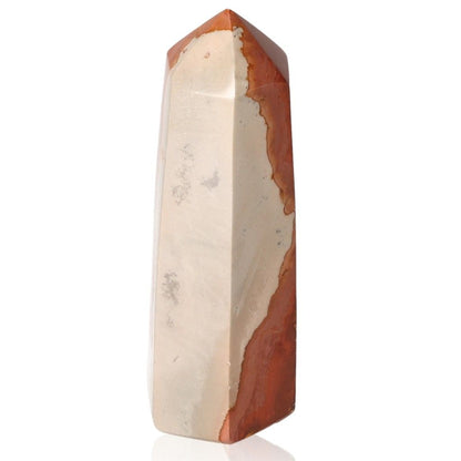 Polychrome Jasper Tower with vibrant red and brown banded patterns for grounding and energizing properties.