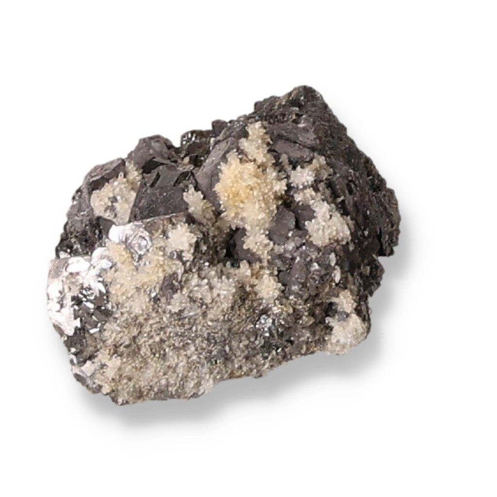 Raw galena mineral stone with transformative and grounding properties used in spiritual and esoteric practices.