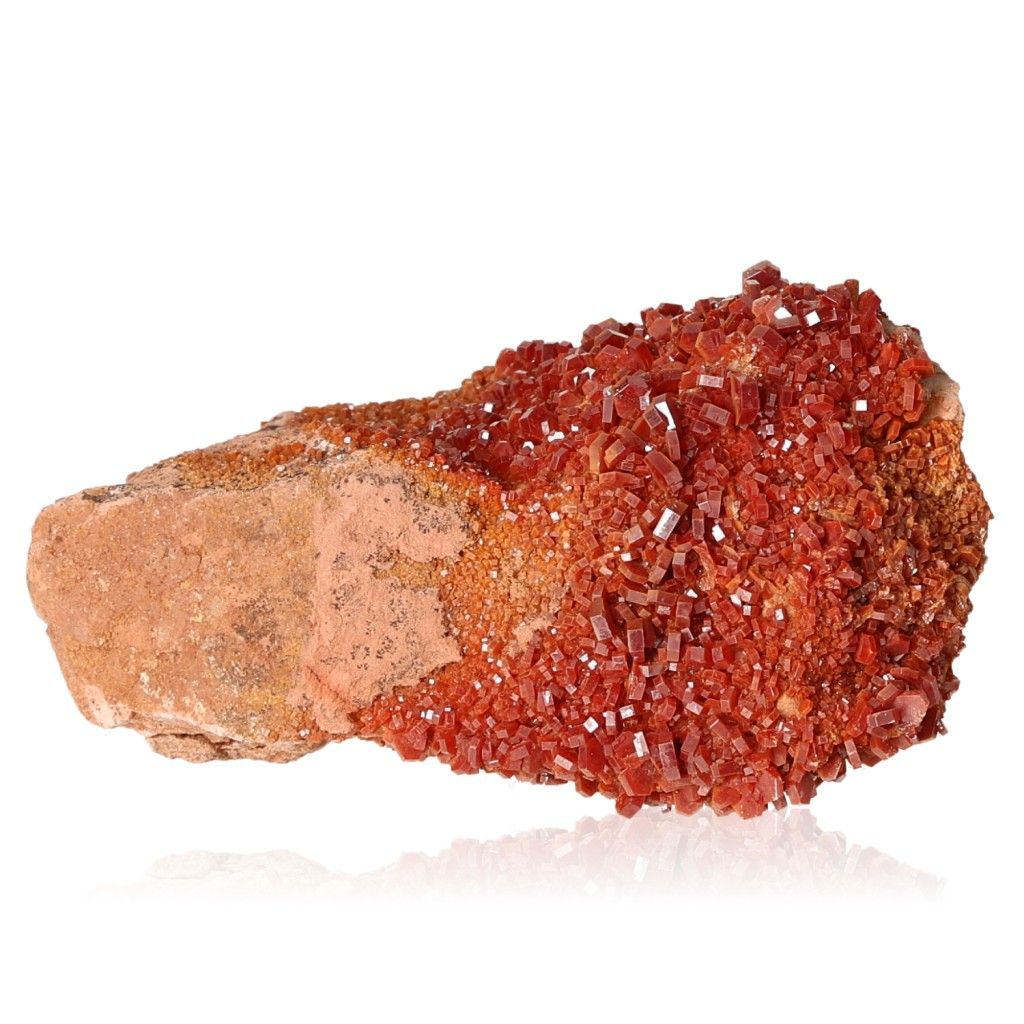 Vanadinite druze crystal cluster enhancing focus and motivation.