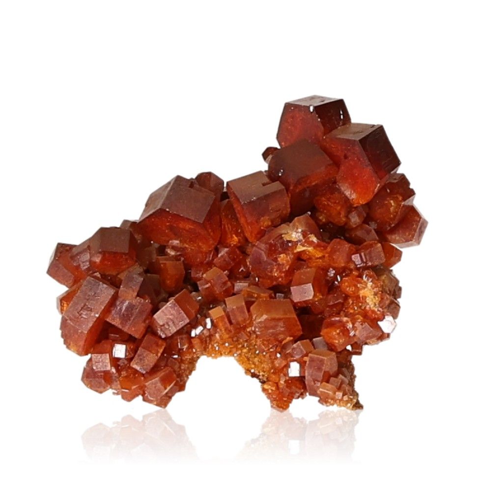 Vanadinite Druze with vibrant reddish-brown hexagonal crystals and glassy surface, ideal for focus and motivation.