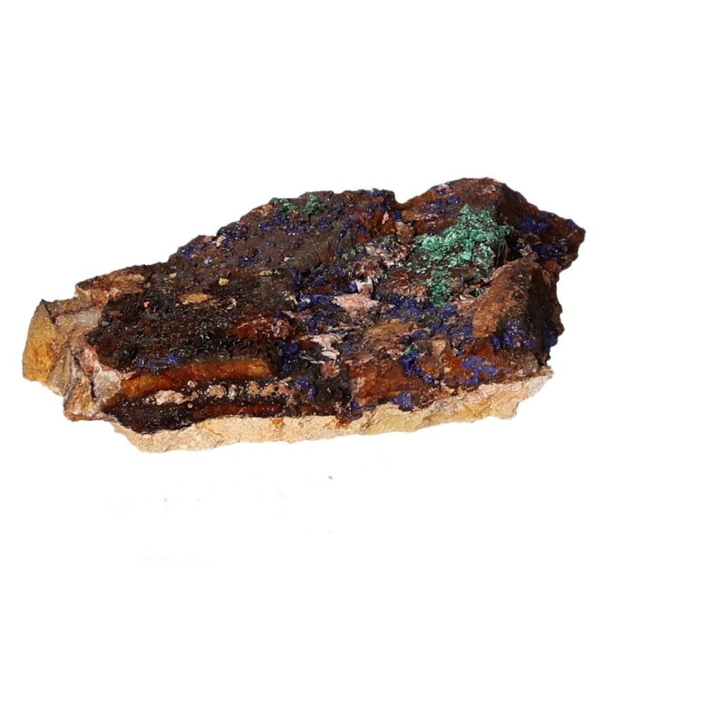 Azurite with malachite mineral rock displaying deep blue and green patterns for collectors and spiritual growth.