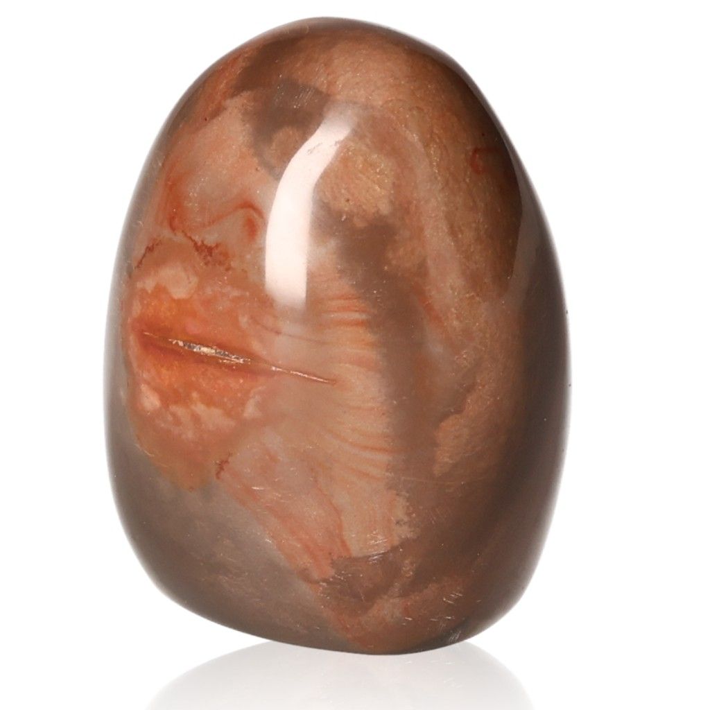 Polychrome Jasper Free Form stone with vibrant shades of red and brown, showcasing its unique banded appearance and energizing properties.