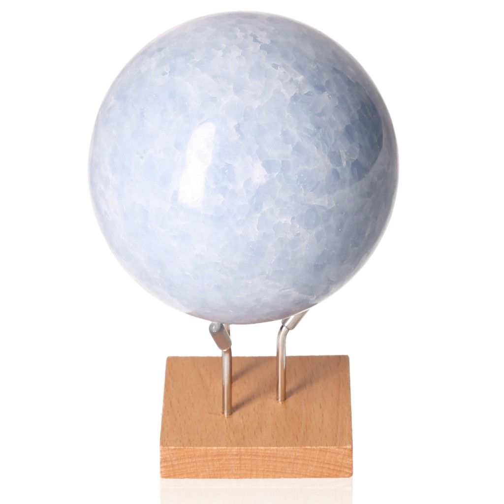 Blue Calcite Sphere on Stand for Stress Relief and Emotional Healing